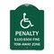Signmission Penalty-$100-$500 Fine-Tow-Away Zone, Green & White Aluminum Sign, 18" x 24", GW-1824-23330 A-DES-GW-1824-23330 - alternate 1